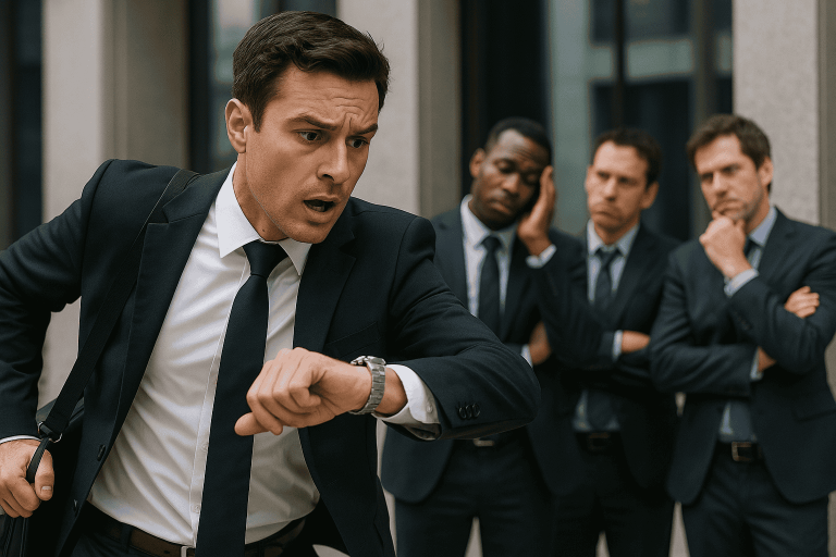 Man running late